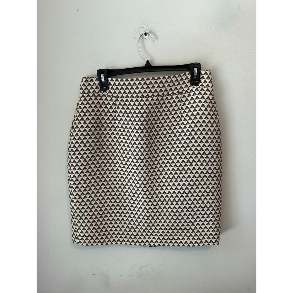 Banana Republic Geometric Jacquard Pencil Skirt Black Cream Metallic Gold 6